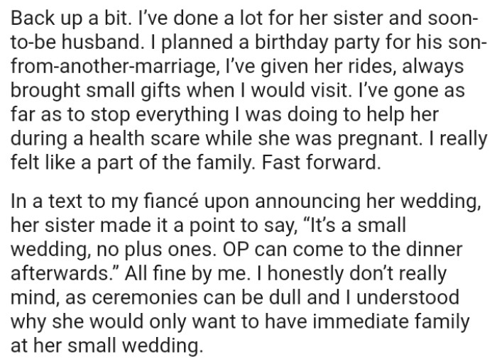 The OP once helped his fiance's sister during a health scare while she was pregnant
