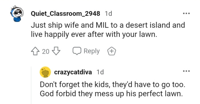 Shipping the wife and the mother-in-law away