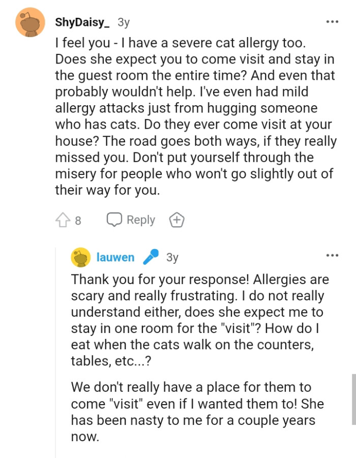 This redditor wants to know if they ever visited her in her own home