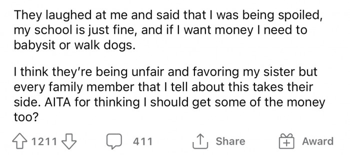 Redditor Requests Some Of The Money Her Parents Spend On Her Genius ...