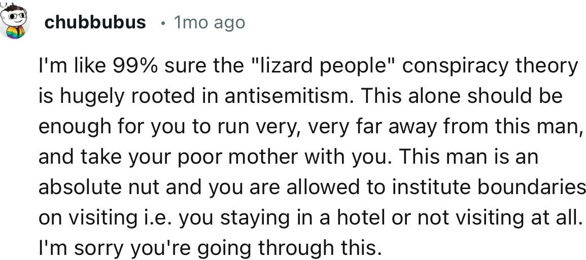 “I'm like 99% sure the ‘lizard people’ conspiracy theory is hugely rooted in antisemitism.”
