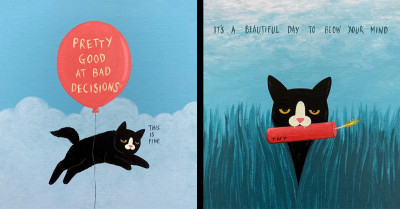 35 Funny Comics Where An Artist Combined His Sarcastic Nature With The Attitude Of His Adopted Cat