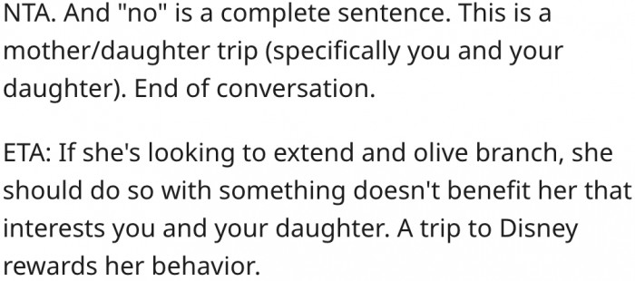 12. It is meant to be a mother-daughter trip.