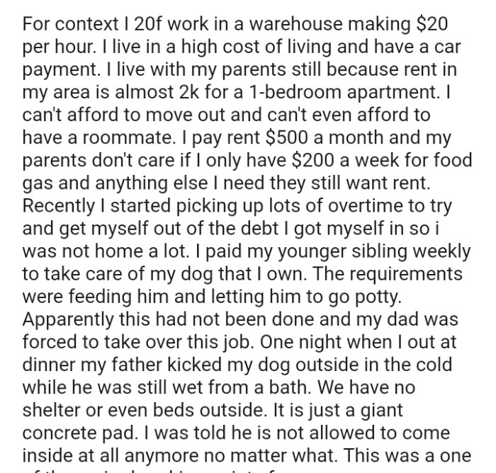The OP started picking up lots of overtime to try and get herself out of debt