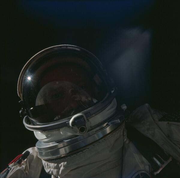 35. Buzz Aldrin taking a selfie in space (1966).
