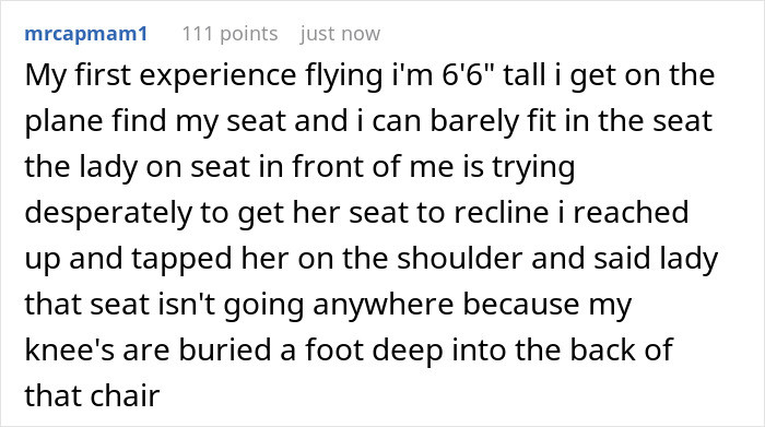 Trying to get her seat to recline