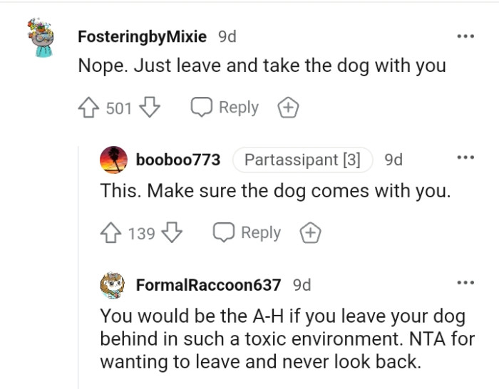 This redditor says the OP should take her dog as well