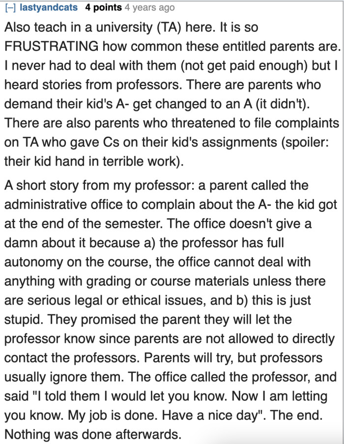 Apparently, this issue isn't new. Another tutor confirms that entitled parents like the mom in this story are common.