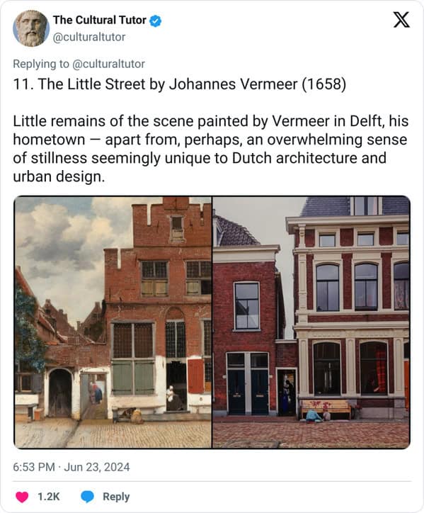 11. The Little Street by Johannes Vermeer