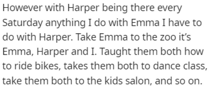 With Harper being there every weekend, every activity with his daughter now includes her