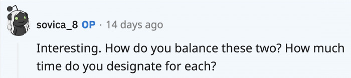 OP asks how she can balance the two kinds of walks