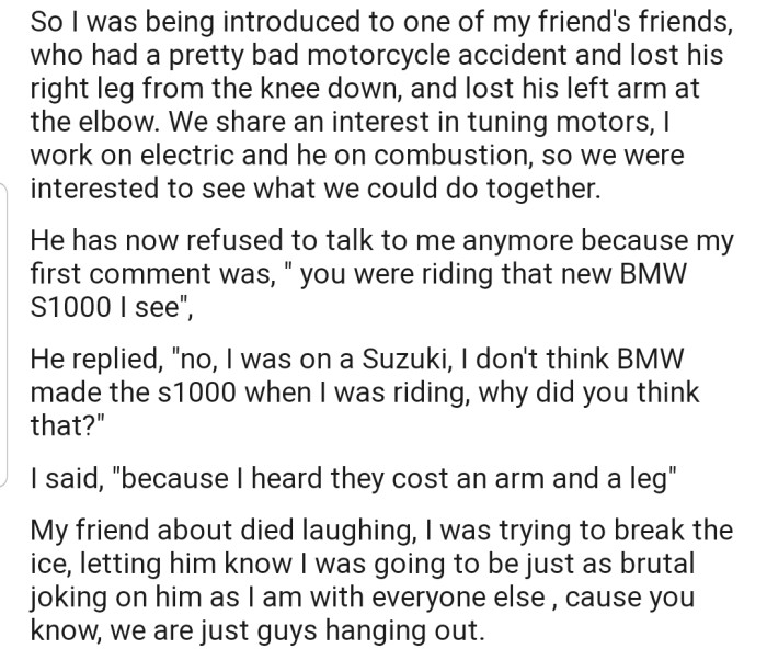 OP told a disabled joke to his friend's friend who is disabled