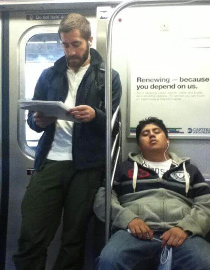 17. Jake Gyllenhaal sighted in a public transport
